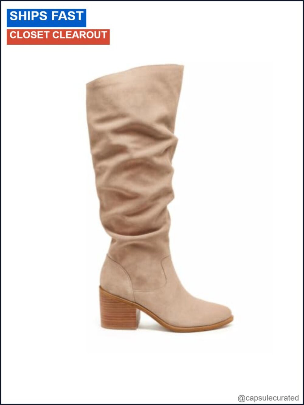 Women's Suede Chunky Heel Knee High Boots Pointed Toe